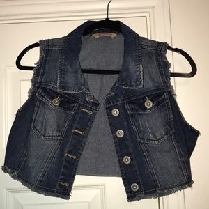 Dark wash jean vest